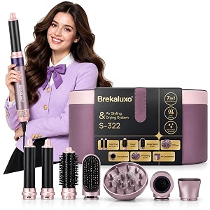 6-in-1 air styling amp drying system for women multi-styler hair dryer with auto wrap curlers straightening comb cylinder comb diffuser air collector amp storage case for curling smoothing volume amp drying