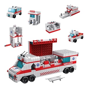 6-in-1 mega build med rescue building block set medical theme builds 6 vehicles or 1 mega vehicle