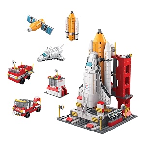 6-in-1 mega build space fleet building block set space theme builds 6 vehicles or 1 mega vehicle