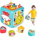 6 in 1 Montessori Activity Cube for Kids | Musical Sensory Learning Toy with Shape Sorter, Bead Maze, Piano Keyboard, Clock & Steering Wheel | Educational Toy for Babies & Toddlers