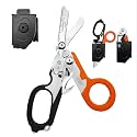 6 in 1 Multifunctional Trauma Shears Foldable with Strap Cutter | Heavy Duty Stainless Steel Emergency Response Shears | Survival Scissors With Holster | Medical Trauma Tactical | Black &amp; Orange
