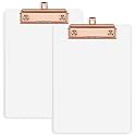 6.2x8.6in Acrylic Clip Boards with Low Profile Clip for A5 Sheets, 3mm Thick 2 Pcs Clear Waterproof Clipboards Versatile Use, Portable Office School Smooth Writing Accessory for Teacher Workers