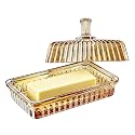 6.3 Inch Champagne Glass Butter Dish with Lid for Countertop