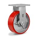 6" Caster, Heavy Duty Industrial Caster Polyurethane Rigid Caster Wheel for Platform Truck Dolly Cart (1 Pack)