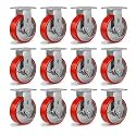 6" Caster Wheels Heavy Duty, Polyurethane Industrial Casters, Top Plate Fixed Casters(12 Rigid)