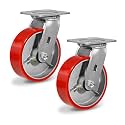 6" Caster Wheels Heavy Duty, Polyurethane Industrial Casters, Top Plate Swivel Casters(2 Pack Swivel)