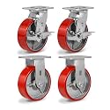 6" Casters Set of 4 Heavy Duty Industrial Caster Wheels with Load 4800lbs Capacity, Polyurethane Wheels for Workbench,Tool Box,Dolly(2 Brake &amp; 2 Rigid)