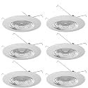 6" Inch Fresnel Glass Lens with White Plastic Shower Trim - 60 Watt Max. - for Wet Locations - Shower Glass Can Light Trim - Ul Listed - Pack of 6