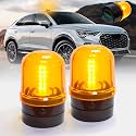 6" Rotating Flashing Light, Amber LED Strobe Rotating Beacon Light with Magnetic Base for Vehicle Forklift Truck Tractor Golf Carts UTV Car Bus and Club Party Show Bar(Amber, 2 Pack