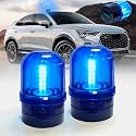 6" Rotating Flashing Light, Blue LED Strobe Rotating Beacon Light with Magnetic Base for Vehicle Forklift Truck Tractor Golf Carts UTV Car Bus and Club Party Show Bar(Blue, 2 Pack