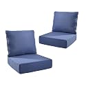 6" Thicker Outdoor Chair Cushion 2 Sets - 24" *24" *6" Waterproof Patio Chair Cushions with Removable Cover, 28D High Density Sponge Filling Thicken Outdoor Patio Cushions - Blue