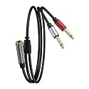 6.35mm Stereo Female Plugs to 2X 6.35mm Male Music Speakers Adapter,6.35mm Speakers Splitters Cable