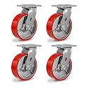 6'' Caster Wheels, Heavy Duty Casters with Polyurethane Wheel, Industrial Swivel Casters Set of 4 with Capacity 4800lbs, Widely Used in Workbench Tool Box Furniture (4 Pack Swivel)