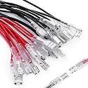 6.3mm Quick Female Spade Wire 18 Awg Splice Connectors Speaker Single Head Crimp Terminal Insulation Sleeve with Red and Black Wires Assortment Kit(25 Each Red and Black)