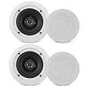 6.5" Ceiling Wall Mount Speakers - Pair of 2-Way Midbass Woofer Speaker 1/2'' Polymer Dome Tweeter Flush Design w/70Hz-20kHz Frequency Response &amp; 200 Watts Peak Easy Installation - Pyle PDIC61RD