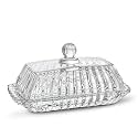 6.5'' Glass Butter Dish with Lid,Clear Classic Covered Butter Dish