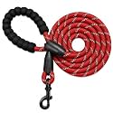 6.5 Feet Heavy Duty Leash with Anti-Slip Lock Hook, Reflective Rope, Soft Foam Padded Handle, Strong Metal Swivel Clip, Walking & Training Lead for Small, Medium & Large Dogs (Red)