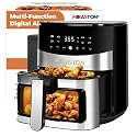 6.5QT Smart Digital Air Fryer, Visual Window, 8 Presets Recipes for Fast Easy Meal, Snack, Dessert, Main Dish, Square Basket Dishwasher-Safe, for 3-5 People, Kitchen Dorm Office