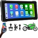 6.86-Inch Wireless Motorcycle Carplay GPS Navigation System with Apple Carplay and Android Auto, Portable Moto Car Play Screen with Dual Bluetooth, Navigation, Siri, Google Assistant, Anti-Glare