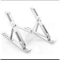 6 Angles Adjustable Aluminum Ergonomic Foldable Portable Tabletop Laptop/Desktop Riser Stand Holder Compatible for MacBook, HP, Dell, Lenovo & All Other Notebook (Silver)