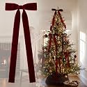 6 Burgundy/Dark Red Velvet Christmas Bows Ornaments for Tree Wreath Mantle