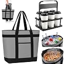 6 Cup Drink Carrier with Handle and 39L Insulated Food Delivery Cooler Bag