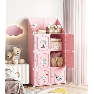 plastic wardrobe for kids clothes  durable easy to use anti-skid amp non-slip effective professional collapsible wardrobe plastic cupboard for kids foldable almirah pink-ht1 6 door