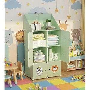 plastic wardrobe for kids clothes  durable easy to use anti-skid amp non-slip effective professional collapsible wardrobe plastic cupboard for kids foldable almirah green-d5 6 door