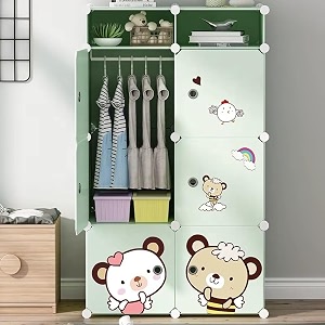 6 door plastic wardrobe for kids - cupboard for clothes storage rack almirah for clothes baby collapsible wardrobe multi-purpose kids storage organizer for bookstoyliving room