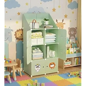 6 door plastic wardrobe for kids - cupboard for clothes storage rack almirah for clothes baby collapsible wardrobe multi-purpose kids storage organizer for bookstoyliving room