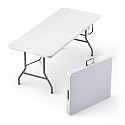6 Feet Foldable Table with Built in Handle &amp; Steel Legs | 6FT Heavy Duty Folding Portable | Perfect for Party, Dining, Wedding, Events, Picnic Indoor, Outdoor, Camping, Utility, Folding - 6 Foot