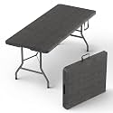 6 Feet Foldable Table with Built in Handle &amp; Steel Legs | 6FT Heavy Duty Folding Portable | Perfect for Party, Dining, Wedding, Events, Picnic Indoor, Outdoor, Camping, Utility, Folding - 6 Foot