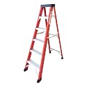 6-Foot Fiberglass Platform Step Ladder, 500 Lbs Capacity, Type IA Non-Conductive Heavy Duty Folding Ladder with Tool Tray, Non-Slip Rubber Feet, for Home, Jobsite &amp; Work