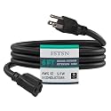 6 FT 12 Gauge Outdoor Heavy Duty Extension Cord - 12/3 SJTW 15 AMP Indoor Power Cord with 3 Prong Grounded Plug for Lawn Mower, Appliances, Workshop, Lights Water Resistant Flexible Cable