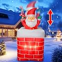 6 FT Christmas Inflatables Santa Claus Up and Down Chimney Decoration