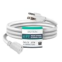 6 ft Heavy Duty Extension Cord - 12/3 SJTW 15 AMP Indoor Power Cord with 3 Prong Grounded Plug for Lawn Mower, Appliances, Workshop, Christmas Lights Water Resistant Flexible Cable White.