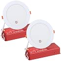 6 Inch LED Recessed Lights with 90 Mins Emergency Battery Backup, 5 CCT 2700K-5000K Dimmable Emergency Downlight, 12W/15W/18W Tunable Canless Wafer Light, ETL/FCC/UL/IC Ceiling Light 100-277V (2 Pack)