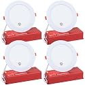 6 Inch Recessed Led Light with 90 Min Emergency Battery Backup,5CCT Dimmable emergency Downlight,12W/15W/18W Tunable Canless Recessed Light, Commercial Ceiling Lights 100-277V,UL Damp Rated (4 Pack)