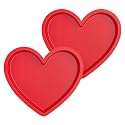 6 Inch Silicone Heart Shaped Cake Pans 2 Pcs Small Heart Cake Pan Set Nonstick Silicone Heart Molds for Baking (Red)