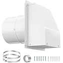 6 Inch Wall Vent with Screen & Damper, 6" Dryer Exhaust Vent Cover Cap Kit for Outdoor Laundry Room Kitchen Range Hood Vent Dryer Air Vent,Galvanized Steel - White