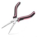 6 Inches Small Needle Nose Pliers for Jewelry Making Serrated Jaws Mini Extra Long Needle Nose Pliers with Spring, Tiny Precision Jewelry Making Supplies for Gripping, Pink Tool for Women
