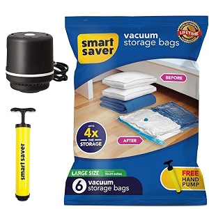 smart saver polyamide polyethylene vacuum compression bagsvacuum storage bagsvacuum bags for travelspace saver vacuum bags6large  electric and manual pumpwhite