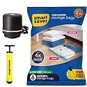 Smart Saver Polyamide Polyethylene Vacuum Compression Bags|Vacuum Storage Bags|Vacuum Bags For Travel|Space Saver Vacuum Bags(6Large + Electric And Manual Pump),White