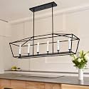 6-Light Black Island Lighting, Industrial Pendant Light Fixtures Candle-Style for Kitchen Dining Room Living Room, E12 Bulb Base