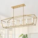 6-Light Gold Large Classic Chandelier Kitchen Island Lighting Over Table, Adjustable Height Pendant Light Fixture, E12 Bulb Base