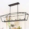 6-Light Kitchen Island Pendant Lighting Fixture, Farmhouse Linear Chandelier for Dining Room Over Table, Oil Rubbed Bronze & E12 Bulb Base