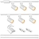 6 Lights LED Track Lighting Kit with 6.6FT H Track Lighting Rails & Floating Canopy Connector, GU10 Track Light Kit Modern Kitchen Track Lighting Fixtures Ceiling Spot Light, White - No Bulbs
