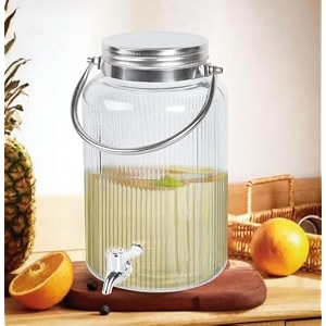 5 liter drink dispenser frosted glass water dispenser with opening lid multipurpose beverage for parties outdoors sun tea jar lemonade juice 5 ltr lemon shape beverage 1 pcs