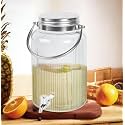 5 Liter Drink Dispenser Frosted Glass Water Dispenser with Opening Lid Multipurpose Beverage for Parties, Outdoors, Sun Tea Jar, Lemonade, Juice, 5 LTR Lemon Shape Beverage 1 PCS