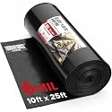 6 Mil Black Plastic Sheeting (10' x 25') - Heavy Duty, UV Resistant Polyethylene Sheeting Roll for Greenhouse, Vapor Barrier, Construction, Garden &amp; Ground Cover, Black
